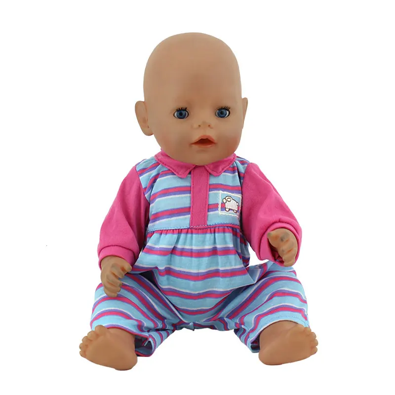 Meired-grid-jumpsuits-Wear-for-17-inch-43cm-baby-doll-Children-best-Birthday-Gift (1)