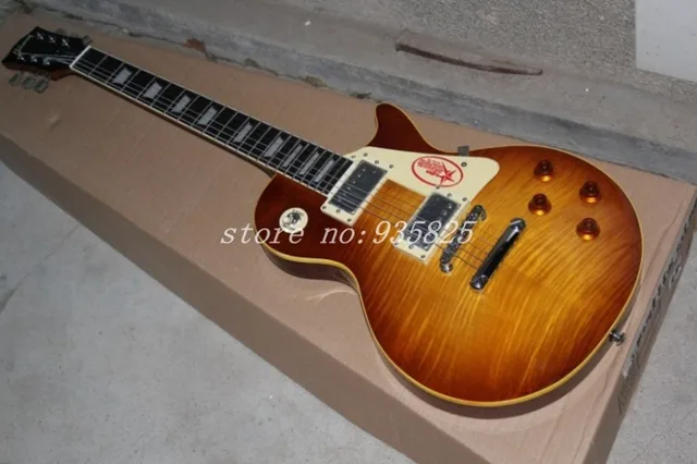 Cheap 2016 Time-limited New Arrival 22  Wholesale Custom Shop 1959 R9 Tiger Flame Electric Guitar Standard Lp 59 Hot!