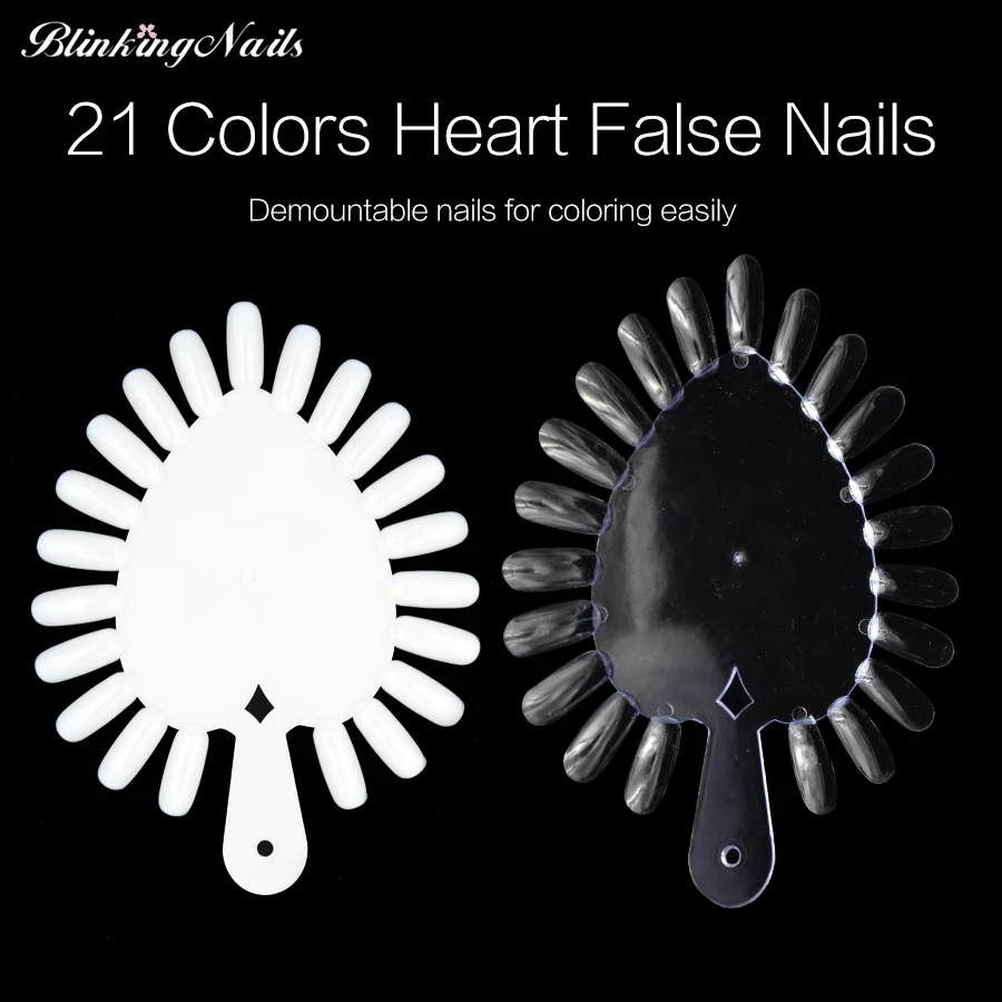 

BlinkingNails 21 Colors Heart Pointed False Nails Sets for Fake Nail Practice Tips and Manicure Toe Tips Art Nuancier 10pcs/lot