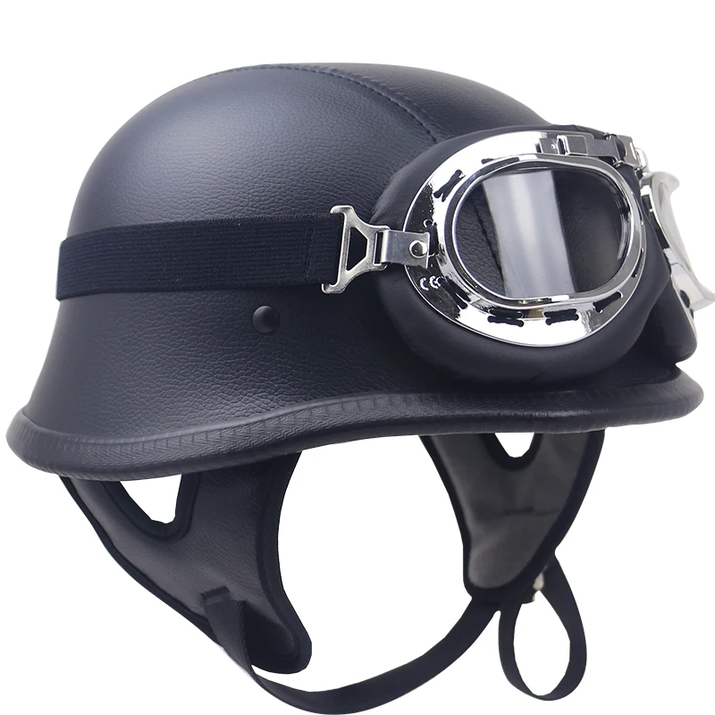DOT Approved Lunatic German Style Shorty Helmet Adult Motorcycle Half