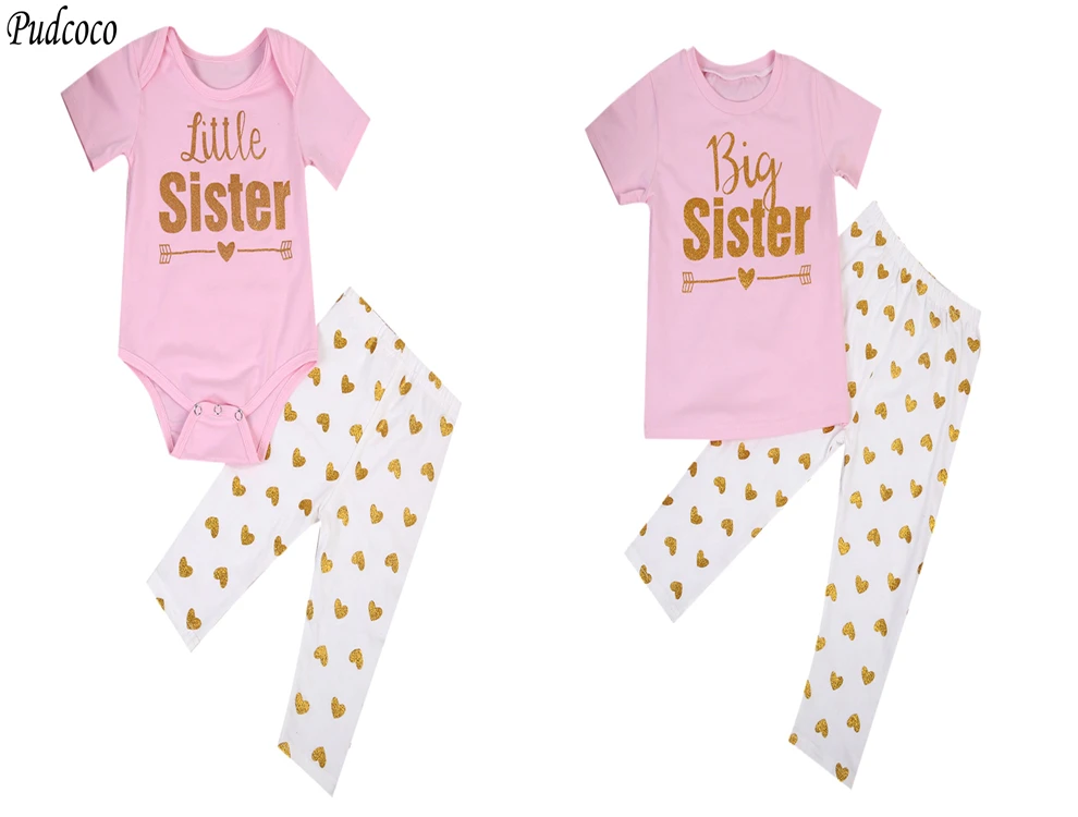 Комплект для всей семьи с надписью big little Sister комбинезон новорожденных девочек