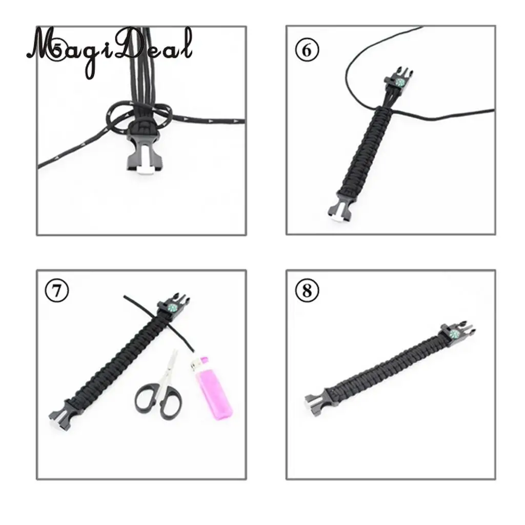 MagiDeal Outdoor Parachute Cord Lanyard w/ Compass Keychain Bottle Opener Noctilucent in the night