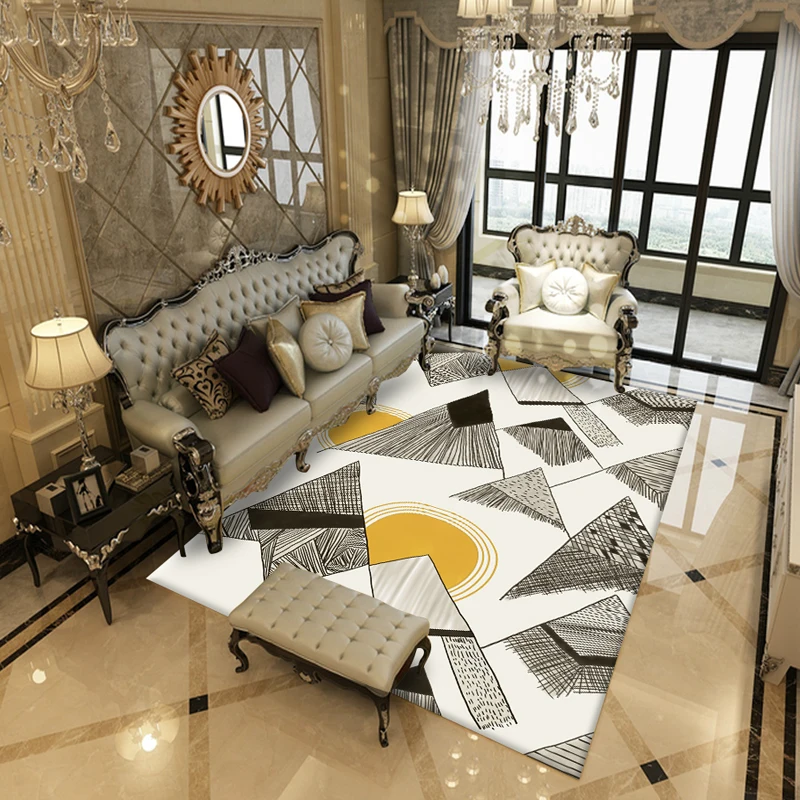 

Geometric Carpet Bedroom Home Textile Rug Nordic Velvet Carpets For Living Room Sofa Coffee Table Floor Mat Study Room Rugs
