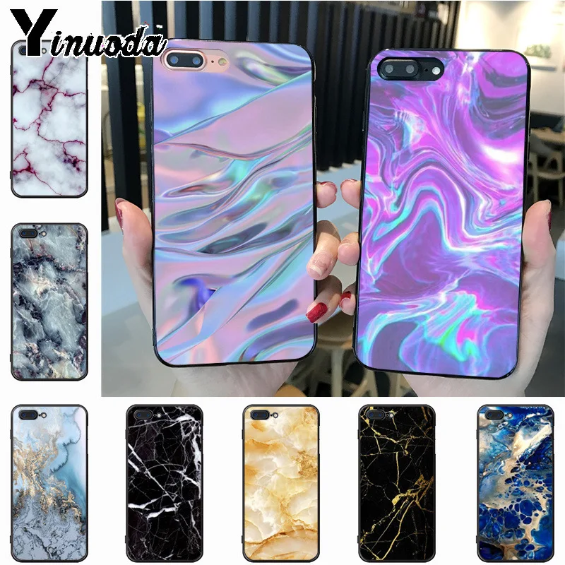 

Yinuoda colorfull marble fashion design skin thin black cell Case for iPhone 7plus 6S 7 8 8Plus X 5S 11pro case cover