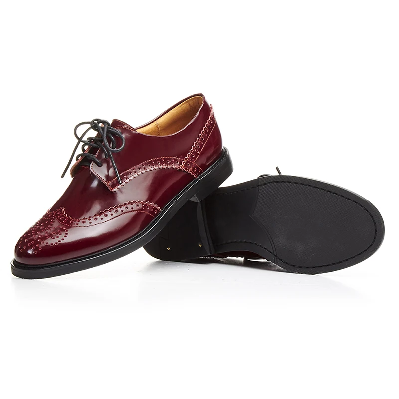 vin Shehuimei Rouge 2018 Richelieus Cuir La Chaussures Appartements Dentelle Noir À Véritable New Pour Occasionnels up Main Richelieu Femmes En Vintage qx1qHrRwf