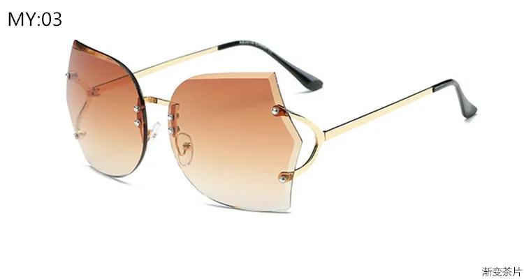 Новые градиентные женские прозрачные солнцезащитные очки прозрачные брендовые дизайнерские женские солнцезащитные очки UV400 металлическая оправа негабаритных - Цвет линз: 03