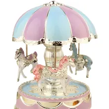 Battery Power Merry-Go-Round Music Box Night Light Lamp Decor Birthday