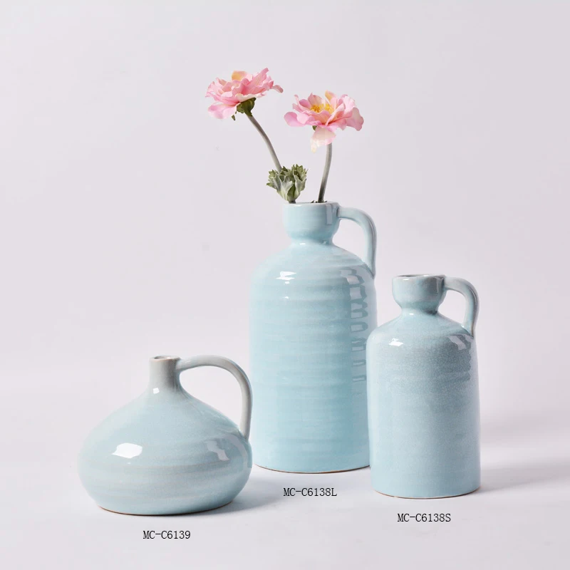 Doris Elegant Ceramic Flower Vase in Light Blue Designed Vase for Home