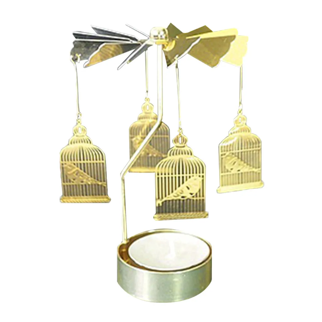 Горячая вращающаяся, крутящаяся металлическая карусель чайный держатель свечей подставка легкий Рождественский подарок - Цвет: K