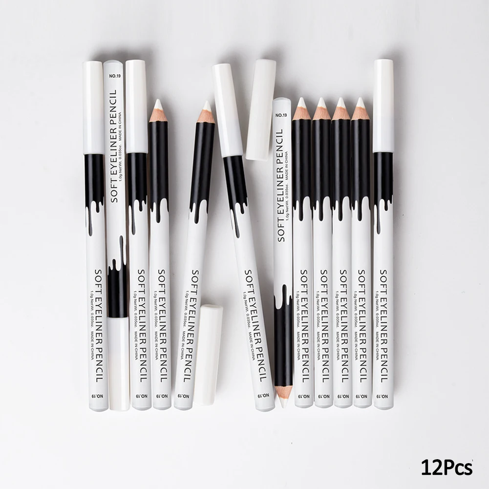 12PCS/Lot white Make Up Beauty Pen Eyeliner Eye Liner Pencil Eyebrow Eyeshadow Cosmetics Eyes Makeup Tools