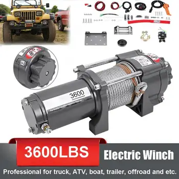 

Oversea ES 3600LB 12V Car Electric Win Wire Recovery Winch Towing Cables Pull Kit for Car Yacht ATV Truck Boat Trailer Quad Bike