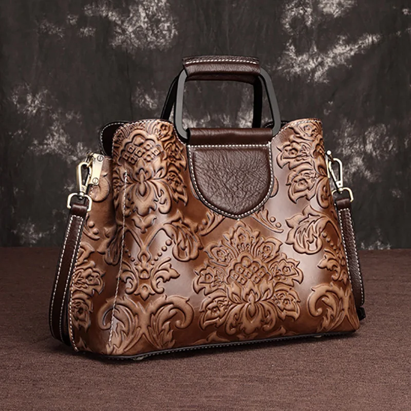 AETOO Leather women's bag, retro lady handbag, fashion crossbody bag, cowhide shoulder casual wipe color leather bag