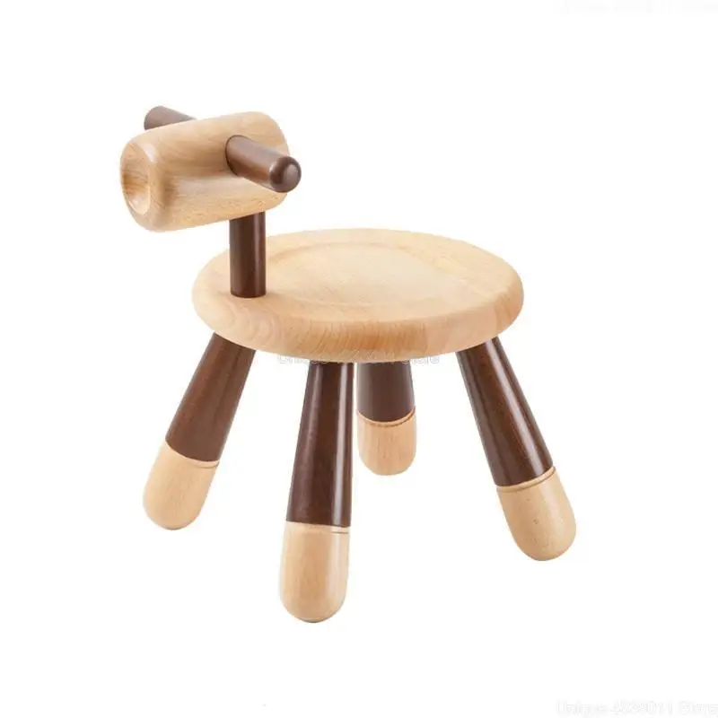 Твердый деревянный мультяшный детский стул Wangwang puppy, детский стул, подлокотник, скамейка, простой маленький стол - Цвет: 2