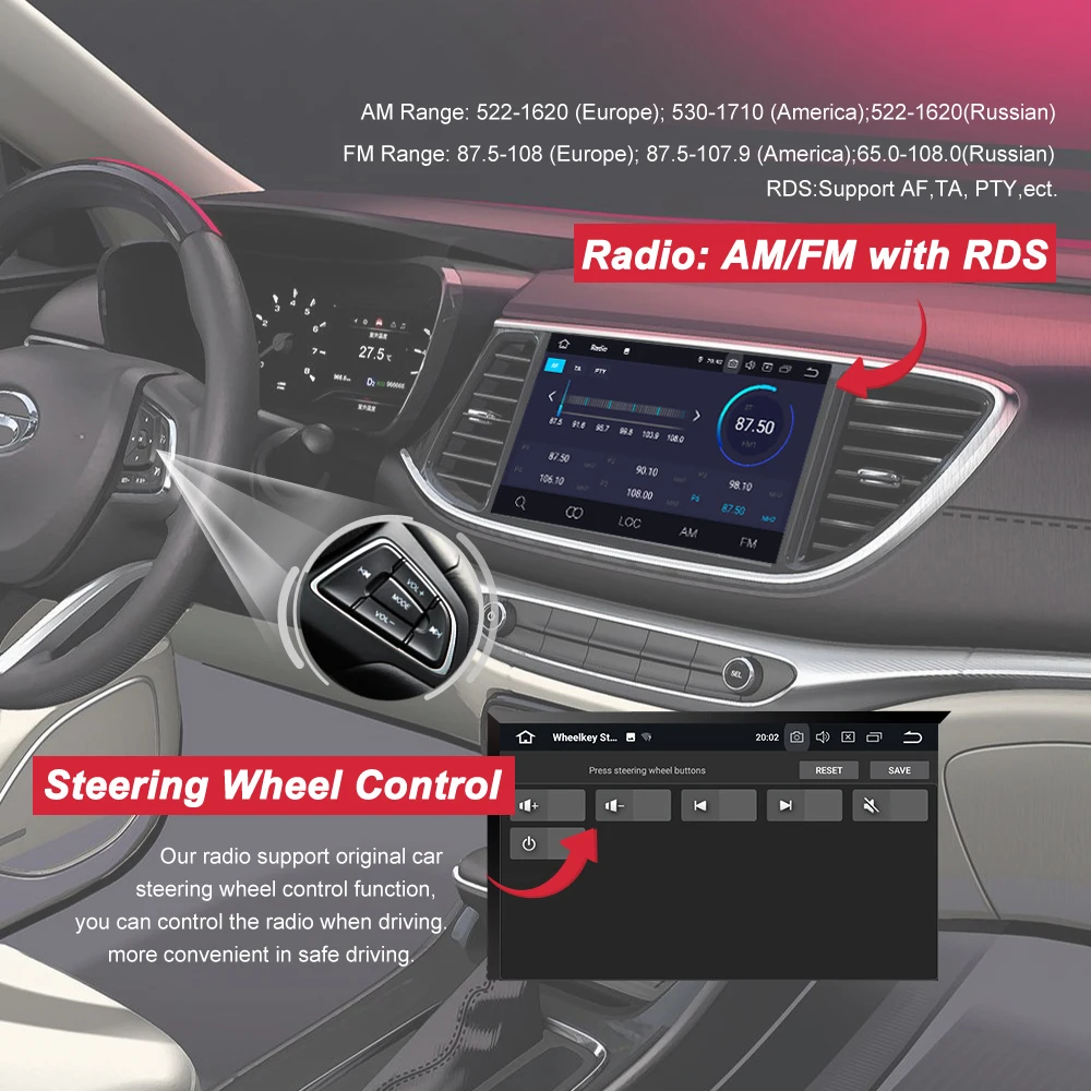 Flash Deal Bonroad  Android 9.0  2 din Universal GPS Navigation For Nissan For Hyundai For Kia Car Radio Stereo Audio WIFI Bluetooth No DVD 2