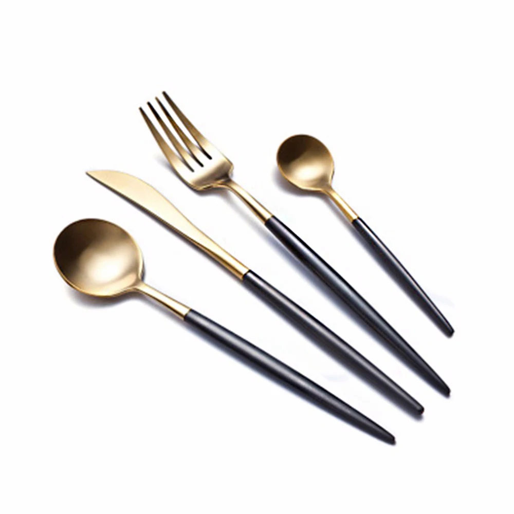 

TENBROMAN Stainless Steel Cutlery Set Noble Fork Knife Spoon Dessert Dinnerware Tableware Wedding Silverware Set