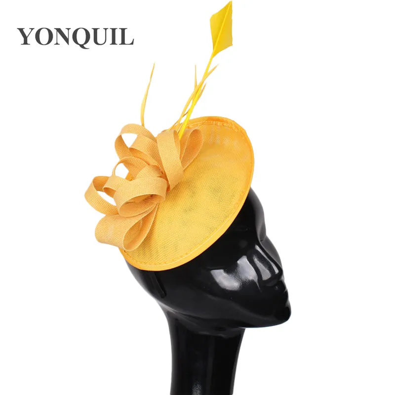 Rosa quente banquete headwear imitação sinamay fascinators