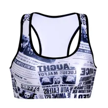 0047 Summer Sexy Girl Women newspaper daily prophet 3D Prints Padded Push Up Gym Vest Top Chest Running Sport Yoga Bras