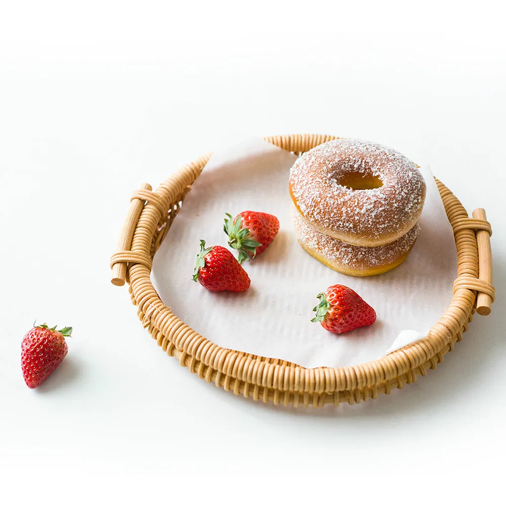 

Creative Japanese-style Rattan Basket Dessert Fruit Handmade Baskets Garden Tray Basket