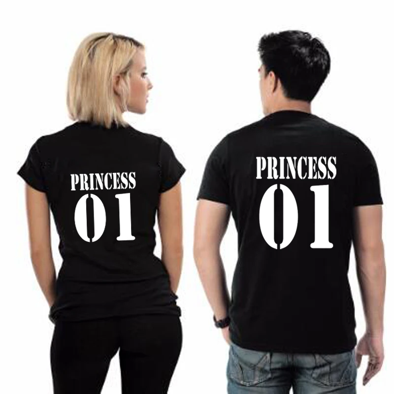 Couple Prince 01 T Shirt Princess 01 Lettr Print T-Shirt Women Valentine's Hipster Fashion T Shirt For Lover 2018 Couple Tops