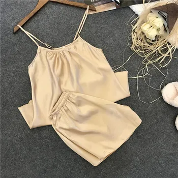 

Freshing Summer Rayon Sexy Woman Summer Round Neck Pajama Set Shorts Two Paper Suit Rayon Female Pajamas