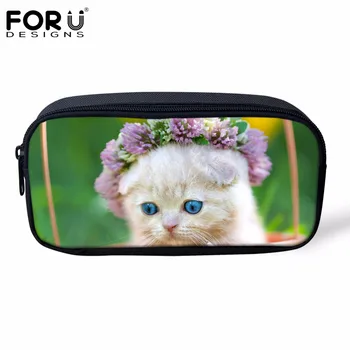 

FORUDESIGNS Cute Denim Cat Prints Women Make Up Bags Portable Cosmetics Bag Makeup Case School Kids Pencil Bag Children Pen Case