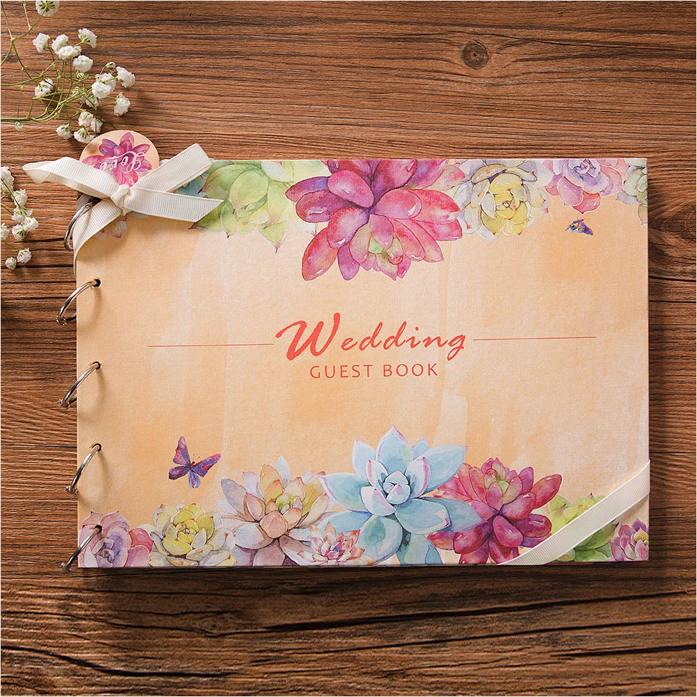 vintage wedding guest book flower marriage book for autumn wedding guest books