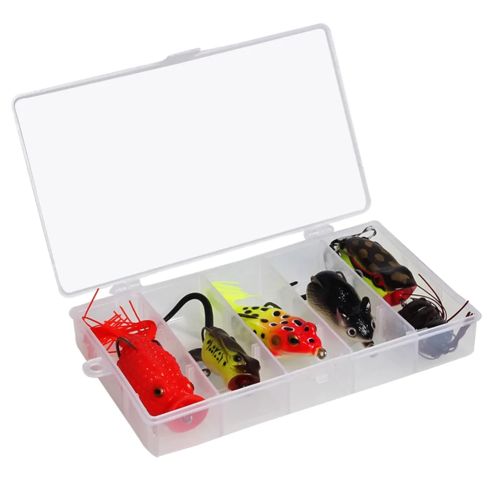 Soft Plastic Fishing lures Frog Lure With Hook Top Water Sets in a Box