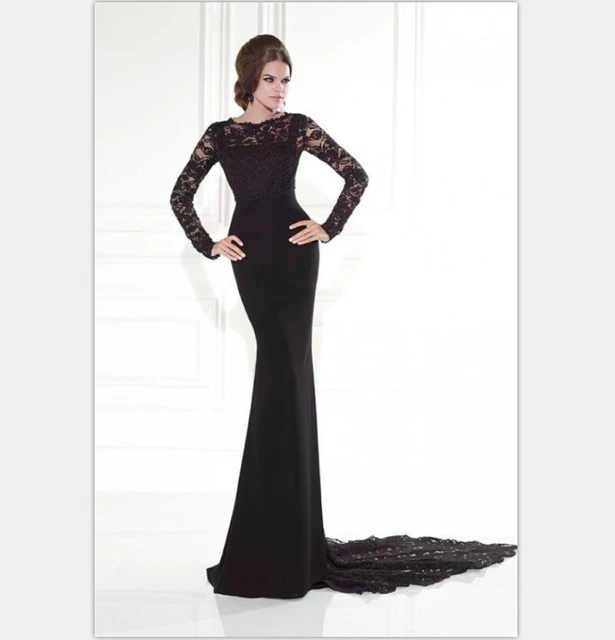 Black Long Sleeve Vintage Prom Dresses