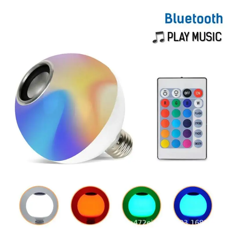 Смарт-E27 rgb-колонка с bluetooth светодиодный лампочка с регулируемым уровнем света с пультом дистанционного управления Управление