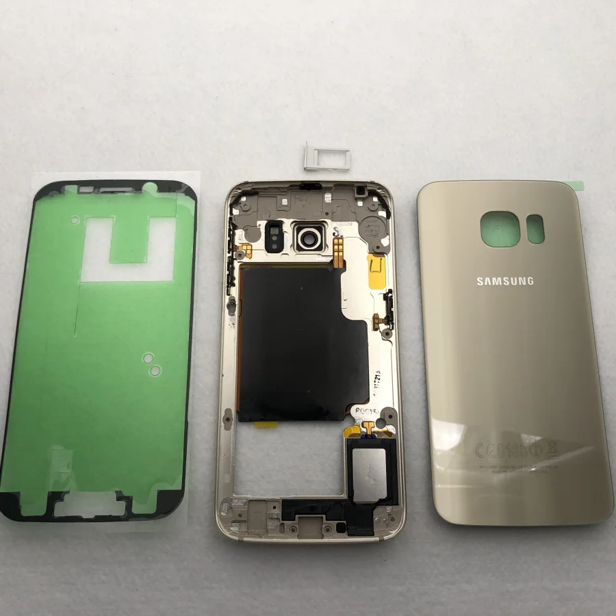 Для samsung Galaxy S6 G920 G920F G925F G9200 Задняя крышка батареи передняя средняя рамка S6 Edge G925 полный корпус сенсорный стеклянный объектив