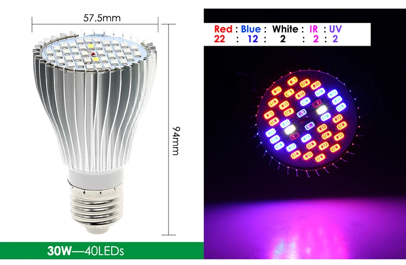 BEYLSION AC85-265V LED Grow Light 28W 30W 50W 80W PAR38 Full Spectrum Bulb For Indoor Greenhouse Grow Tent Plants Grow LED Lamps (12)