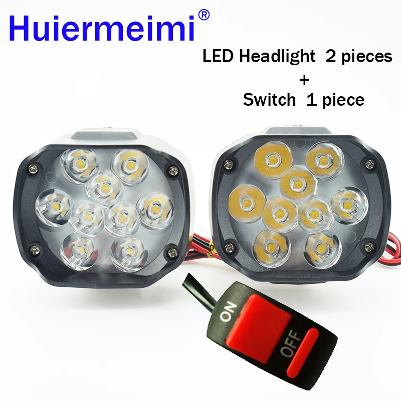 

Huiermeimi 2PCS Motorcycle Headlight 12V 15W LED Fog DRL Headlamp Spotlight Hunting Driving Light High Bright External Work Lamp