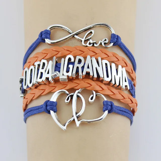 10 Pieces Lot Infinity Love Football Grandma Bracelets Heart Charm 10 Pieces Lot Infinity Love Football Grandma Bracelets Heart Charm Handmade Rope Leather