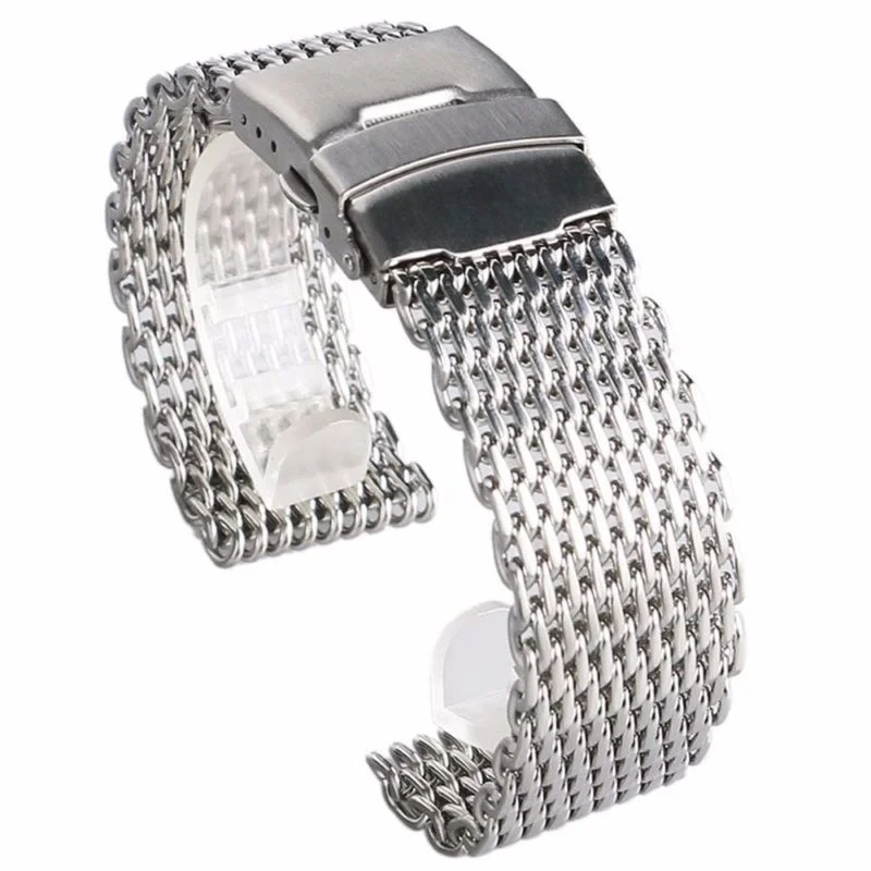 

18/20/22/24mm Stainless Steel Dive Shark Mesh Milanese Watch Bracelet Strap Band