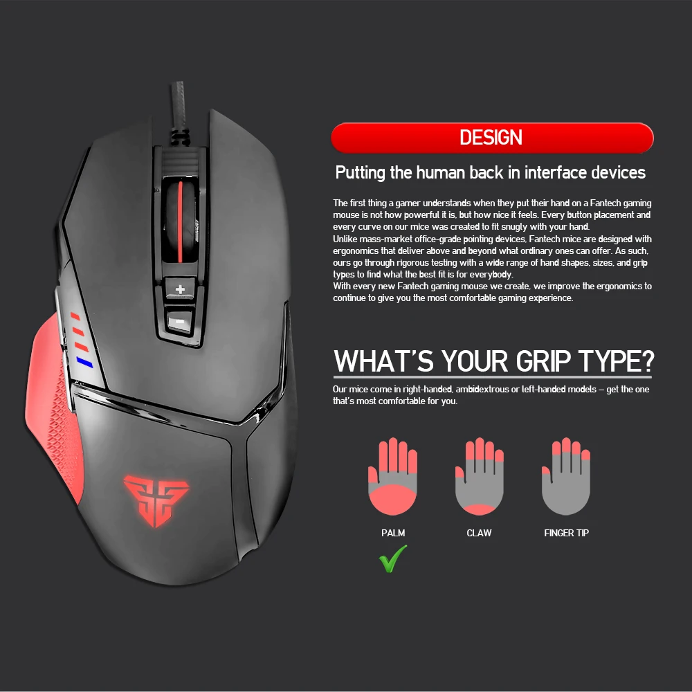 Профессиональная игровая мышь FANTECH X11 esports светодиодная четыре файла 250 8000