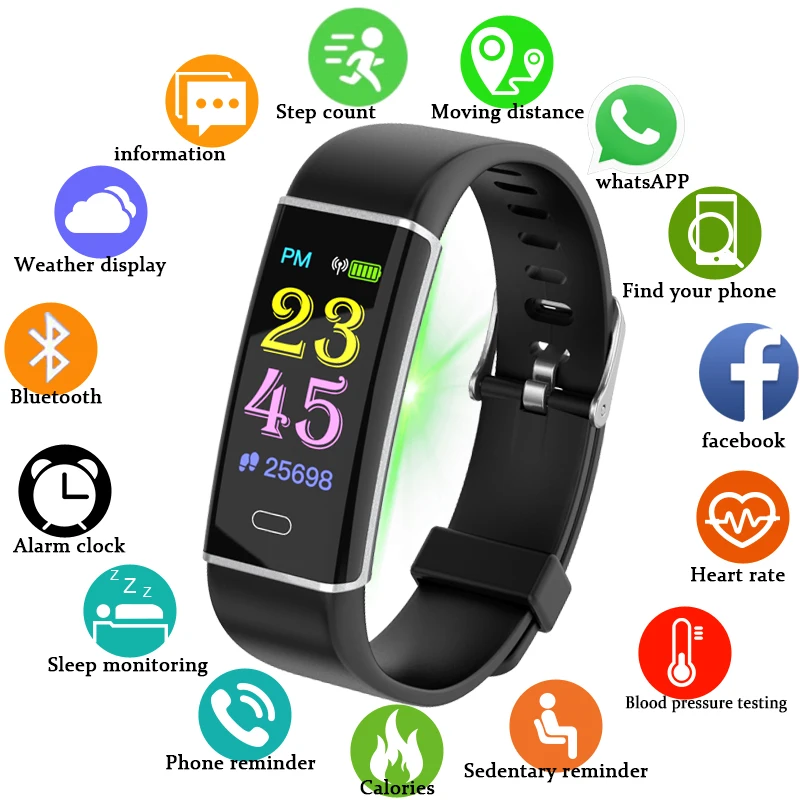 

RollsTimi New Smart Watch Men/Women Reminder Blood Pressure Fitness Tracker Heart Rate Monitor Smart Band Sport for Android IOS