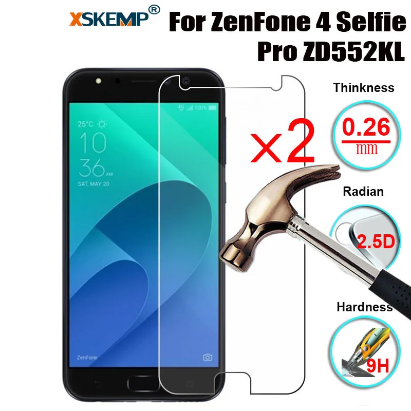 XSKEMP 2 шт./лот 0 26 мм пленка из закаленного стекла для ZenFone 4 Selfie Pro ZD552KL 9H твердость 2.5D