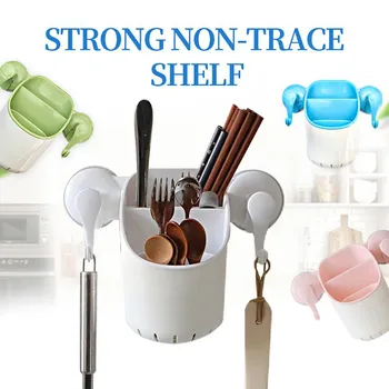

2018 New Storage Rack Home Wall Powerful Sucker Multifunctional Kitchen Hook Rack High Quaity Tableware Storage Rack Holder
