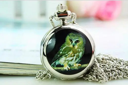 wholesale-silver-lady-girl-woman-child-kid-fashion-black-owl-quartz-pocket-watch-antique-analog-chain-leaf-enamel-pj52