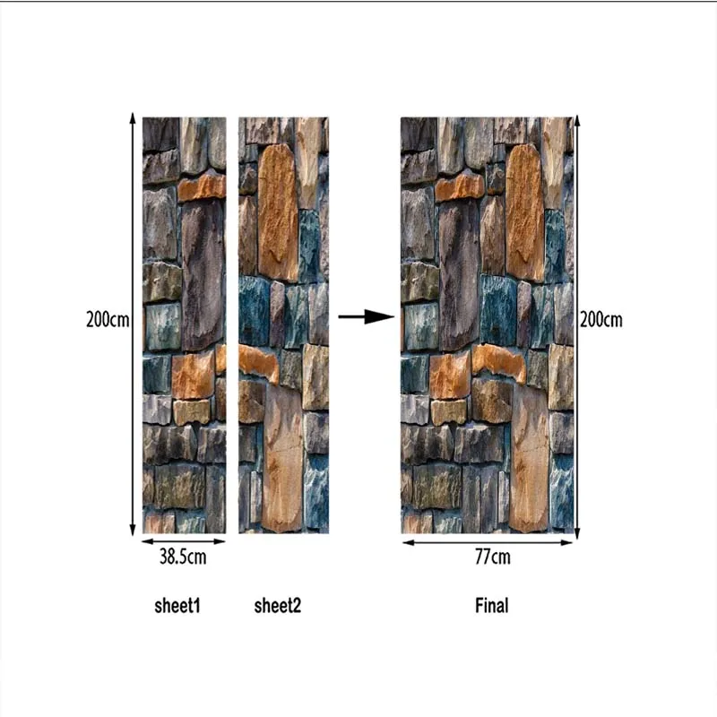Каменная дверь наклейки пейзаж Водонепроницаемый Гостиная Спальня двери бумага самоклеящаяся Книги по искусству дверь таблички deur наклейки JUN19