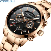 CRRJU люксовый бренд часы мужские шесть контактный Полный нержавеющая сталь Военные Спортивные кварцевые часы мужские модные повседневные деловые наручные часы