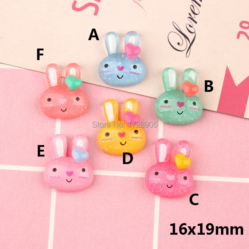 

Resin Cabochons Bunny Rabbit Cartoon flat back 10pcs 19 mm Scrapbook Craft DIY Embellishments phone decor Headwear accessories