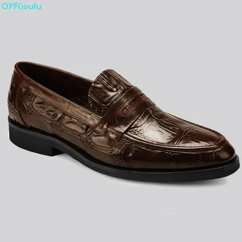 

QYFCIOUFU New Top Italian Mens Luxury Dress Shoes Oxfords Genuine Leather Shoes High Quality Cow Leather Slip On Formal Shoes