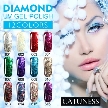 

CATUNESS Super Bright Gift Colorful Nail Art UV Gel Paint Gel Nail Lacquer Soak Off 3D Diamond Shining Hybrid Nail Gel Polish