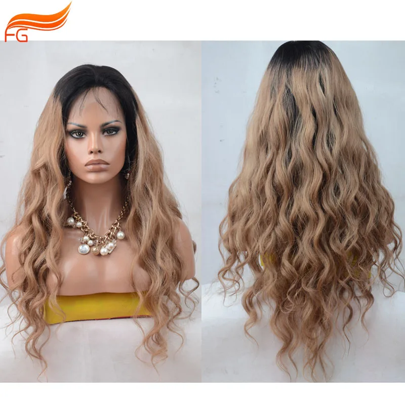 7A Unprocessed Brazilian Human Hair Full Lace Wig 1B/27 Dark Roots