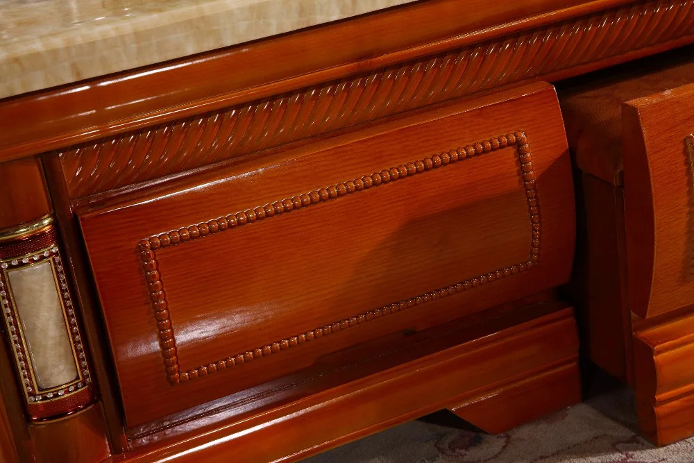 European retro wooden coffee table storage drawer marble top made in China