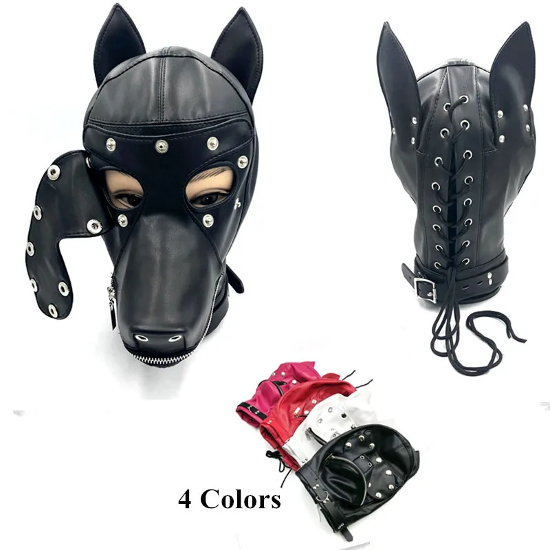 Кожаная маска Bdsm для собак повязка на голову бондажа Маскарадная БДСМ игрушки