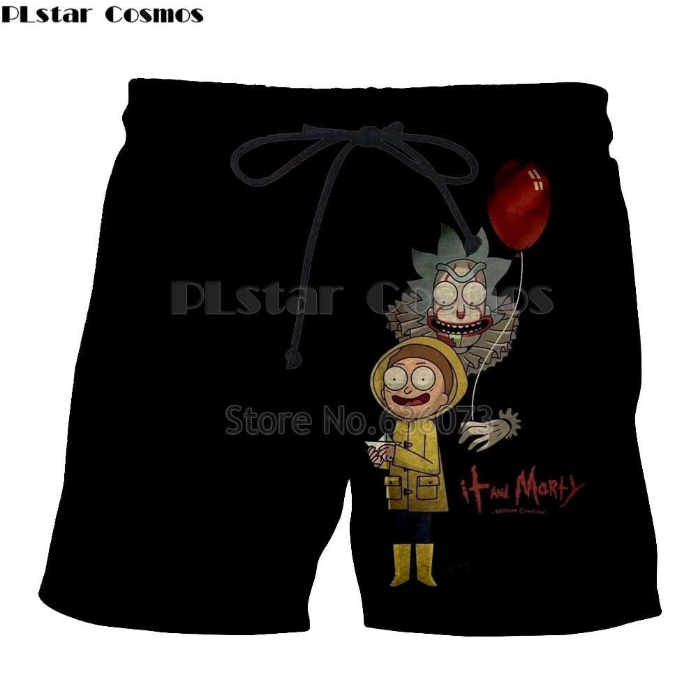 

PLstar Cosmos Harajuku Anime shorts 2018 summer Casual Mens 3d shorts Rick and Morty printed Men/Women Cool Shorts