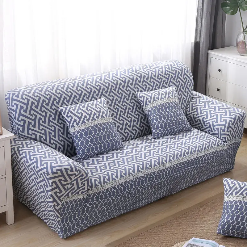 1/2/3/4 Seater Polyester Korean Style Sofa Cover All-inclusive Elastic Couch Cover for Living Room Print Sofa Slipcover - Цвет: color5