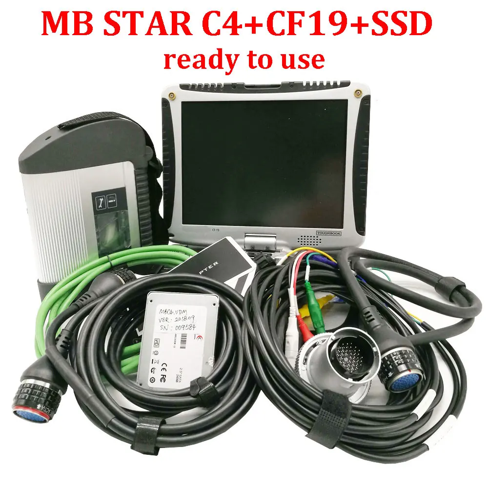 Качество A++ MB STAR C4 Star Diagnosis C4 мультиплексор тестер с V2019.12 программное обеспечение SSD ноутбук CF19 i5 готов к работе - Цвет: SD C4 with SSD CF19